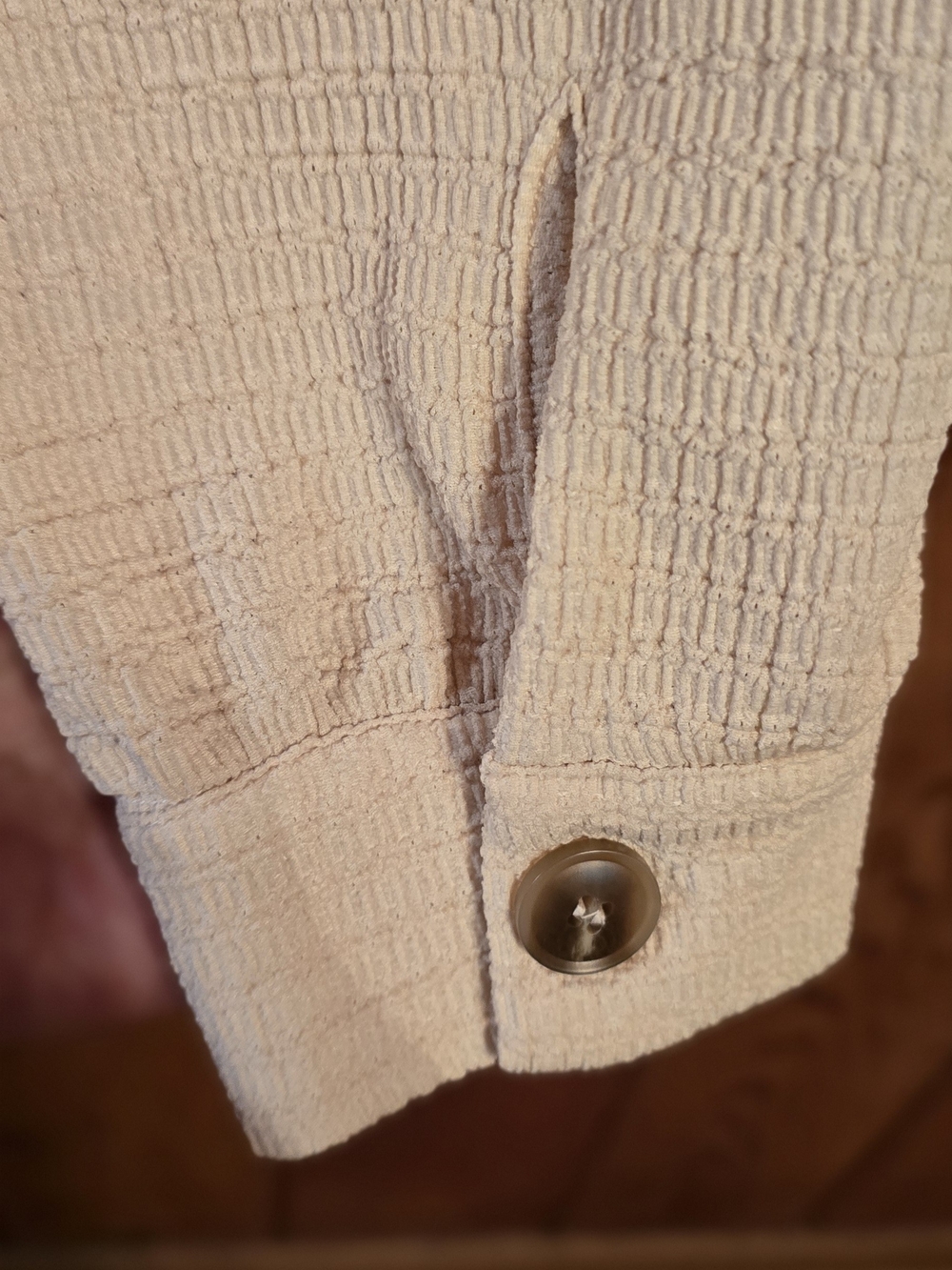 Purple Lava Oversized Cream Waffle Knit Button-Up Shacket - Size M - Picture 5 of 7